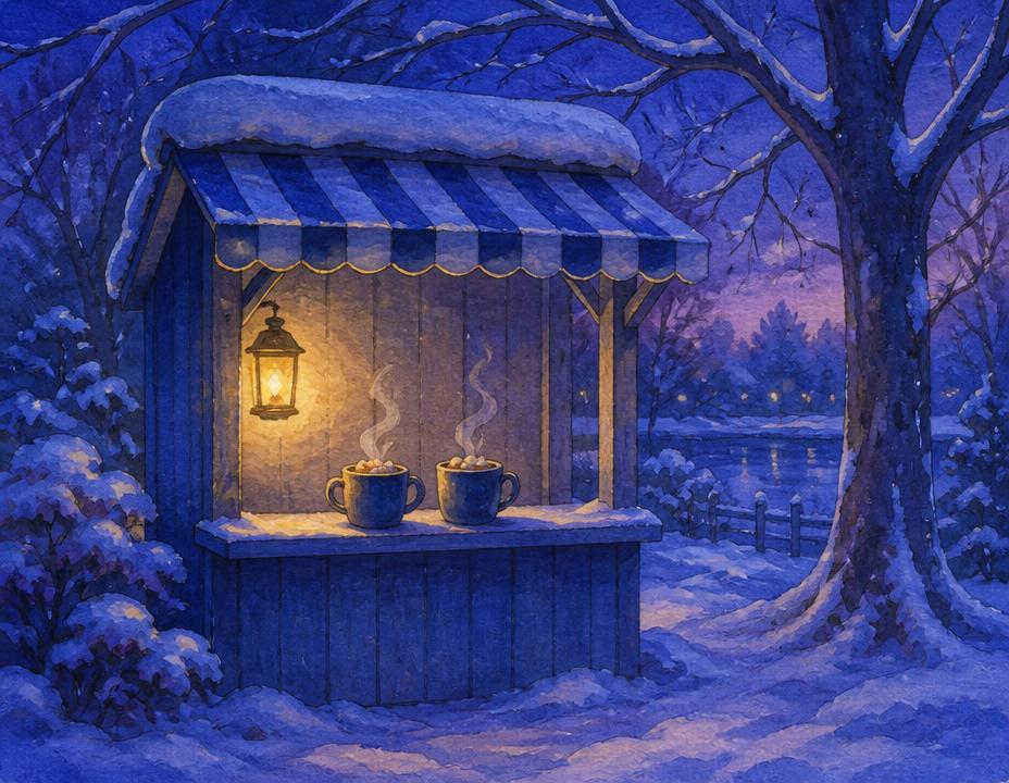 Illustration of The Cocoa Stand in the North Pole village