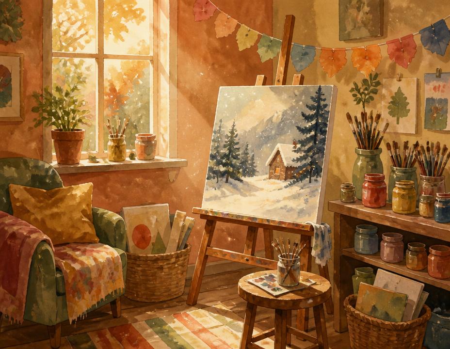 Illustration of Sparkle Studio in the North Pole village