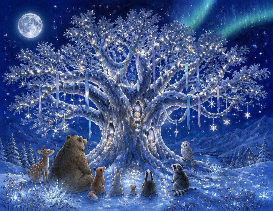 Illustration of The Friendship Tree in the North Pole village